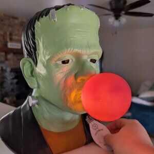 NEW Frankenstein Bust Realistic Prop Blowing Delicate Bubble Lights Up LED RARE